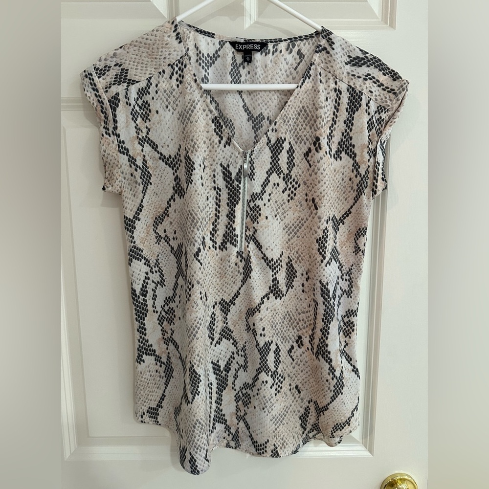 Express Black, grey and Cream Snake Print Top Size Small.